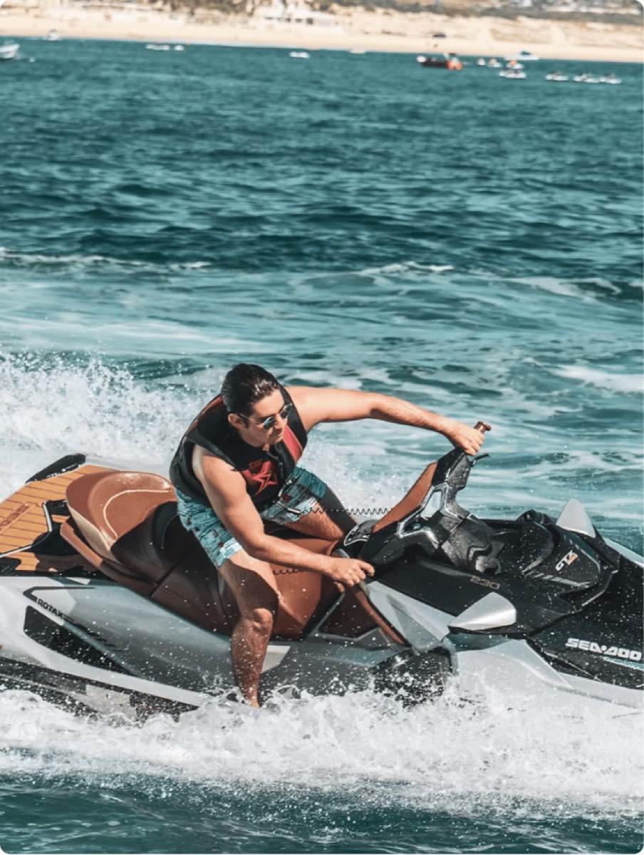 Jet ski on request aboard a Maritime charter
